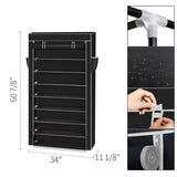 10 Tiers Shoe Rack with Dustproof Cover Closet Shoe Storage Cabinet Organizer Black 93222617