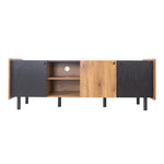 ZUN Mid Century TV Stand 3 Cabinets, Media Console Table for TVs up to 70'', Entertainment Center N710P180186B