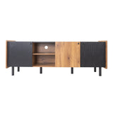 ZUN Mid Century TV Stand 3 Cabinets, Media Console Table for TVs up to 70'', Entertainment Center N710P180186B