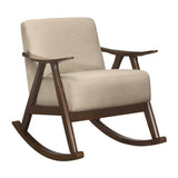 Modern Home Furniture 1pc Rocking Chair Light Brown Fabric Upholstered Dark Walnut Finish Wood B011P255255