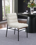 ZUN Lahni White Boucle Fabric Set of 2 Dining Chair with Black Iron Legs B061P234546