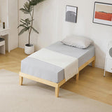 Simple & Sturdy Twin Bed Frame Painted Pine Wood, Natural Finish 23136377