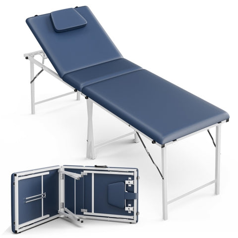 ZUN Portable Tattoo Chair Table with Storage Bag, Foldable Spa Bed for Client 2-Section Folding 43179081
