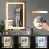 ZUN LED Mirror for Bathroom 24x36 with Lights,Anti-Fog, Dimmable, Backlit + Front Lit, Lighted Bathroom 00950114