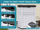 32 Gallon Outdoor Trash Can, Waterproof Resin Garbage Bin with Lid & Drip Tray for Porch Backyard 73752595