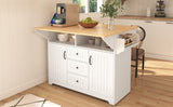 K&K 55.7'' Large Kitchen Island with 2 Drop Leaf,, Rolling Kitchen Cart on 5 Wheels with Power N707P186617W