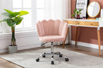 ZUN COOLMORE Velvet Home Office Chair with silver Base, Modern Cute Shell Back Upholstered Desk Chair W39523203