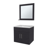 Slater Floating Bathroom Vanity Set with Sink, Two-Door Cabinet, and Mirror,Wengue B128P314806