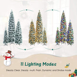 8FT, 6FT, 4FT Pre-Lit Pencil Christmas Trees, Set of 3 Flocked Fir Slim Christmas Trees, Xmas 19997453