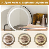 Makeup Vanity with LED Lights&3 Color and Power Outlet Makeup Vanity Table with 2 big Drawers with W509P297015