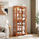Curio Display Cabinet, Antique Display Cabinet with Glass Doors Adjustable Shelves for Collectibles W2275P292662