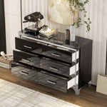 ZUN Elegant High Gloss Dresser with Metal Handle,Mirrored Storage Cabinet with 6 Drawers for N733P205355B