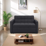 ZUN Stylish black Pull-Out Sofa Bed with Woven Polyester Fabric & Solid Wood Frame W2297P211256