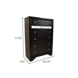 Matrix Traditional Style 5 Drawer Chest made with Wood in Black 808857772084