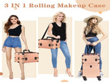 2-in-1 vanity case with sliding front drawer, flat left drawer, detachable caster wheels, aluminum, 06533601
