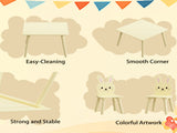 Kids Table and Chair Set with 2 Bunny Chairs, Children's Wooden Activity Table for Toddlers, Cute 80159869