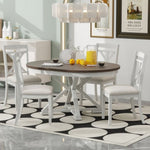 ZUN 5-Piece Retro Functional Dining Table Set Extendable Round Table and 4 Upholstered Chairs for Dining 81542784