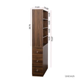 70.87" H Display Storage Cabinet , 4-Tier Shelf, 3 Side Drawers , Modern Wooden Tall Bookshelf W331P281206