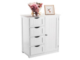 Tall Bathroom Cabinet with 1 Door 4 Drawers Vertical-Slat Finish Painted MDF Storage Cabinet 91171746