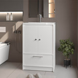 Sinclair Freestanding Bathroom Vanity with Sink, Two Doors and Bottom Drawer, White B128P314810