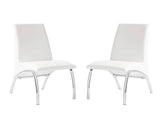 Set of 2 Padded Leatherette Side Chairs in White and Chrome B016P156850