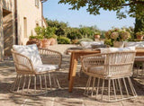Outdoor Dining Chair MP1 - Teak Finish Wicker & Beige Steel Frame, 300LBS Weight Capacity, Includes N770P385227B