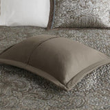 5 Piece Jacquard Bedspread Set with Throw Pillows Blue/Brown Queen B03597489
