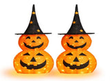 2-Pack 3 ft Lighted Pop-Up Pumpkin Halloween Decorations with Witch Hats 150 LEDs Total, Orange 88964157