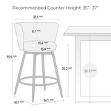 Countereight Bar Stools Set of 2, 360&deg Swivel Upholstered Barstools with Backs and Metal Legs, 26" W2725P237554