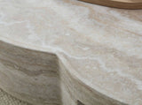 31.5" Clover Round Faux Marble Coffee Table No Assembly Required, Anti-Slip Raised Edge, Open W2664P462015