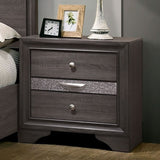 Contemporary 1pc Nightstand Gray Finish Silver Accents Hidden Jewelry Drawer Nickel Round Knob B011P145827