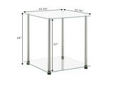 Classic Glass 2 Tier Square End Table, Glass/Chrome 68552560
