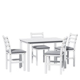 ZUN 5PCS Stylish Dining Table Set 4 Upholstered Chairs with Ladder Back Design for Dining Room Kitchen W1673130772