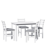 ZUN 5PCS Stylish Dining Table Set 4 Upholstered Chairs with Ladder Back Design for Dining Room Kitchen 43259614