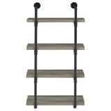 ZUN Black and Grey Driftwood Metal 24-inch Wall Shelf B062P153482