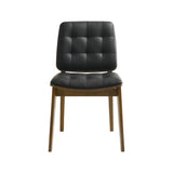 Set of 2 Black Tufted Leatherette Upholstered Dining Chairs, Walnut B016P369240