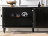 Modern Black Sideboard Cabinet with Decorative Nailhead Accents, Stylish Storage Solution for Dining W2729P198993