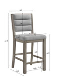 ZUN 2pc Grey Counter Height Chairs Stools Upholstered Back Seat Wooden Dining Room Furniture B011P238801