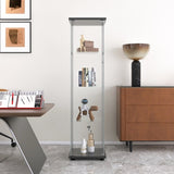 ZUN Glass Cabinet-b Glass Display Cabinet 4 Shelves with Door, Floor Standing Curio Bookshelf for Living W1806104456