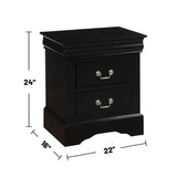2 Drawers Wooden Nightstand in Black Finish B016P252925