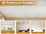 12 Pack 24" x 24" PVC Drop Ceiling Tiles, Waterproof 3D Textured Ceiling Panels for Home Office 10415665