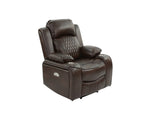 Power Motion Recliner Chair 1pc Chair Contemporary Brown Color Gel Leatherette Storage Arms w Cup B011P205591