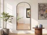 59"x16" Arched Full Length Mirror Freestading Full Body Floor Mirror, Black 29057953