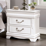 Classic White Color 1pc Nightstand Bedroom Furniture Solid wood Nickel Hanging Pulls 2-Drawers B011P230000
