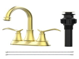 Bathroom Faucet Brushed Gold with Pop-up Drain & Supply Hoses 2-Handle 360 Degree High Arc Swivel 28291846