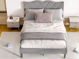 Full Size Modern Platform Bed Frame with Upholstered Headboard & Wooden Slats - No Box Spring W2889P272589