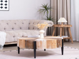 Rustic Manufactured Wood Flower - Shaped Coffee Table with Metal Legs, 31.7" Diameter Vintage W2729P353716