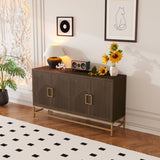 TREXM Retro Style Sideboard with Adjustable Shelves, Rectangular Metal Handles and Legs for Kitchen, N715P232695P