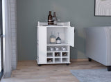 Bar Cart with 6 Built-in Wine Rack and Casters, White B097120589