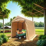 ZUN 7x12ft Outdoor Portable Gazebo Storage Shelter Shed with 2 Roll up Zipper Doors & Vents Carport for W2373P186910